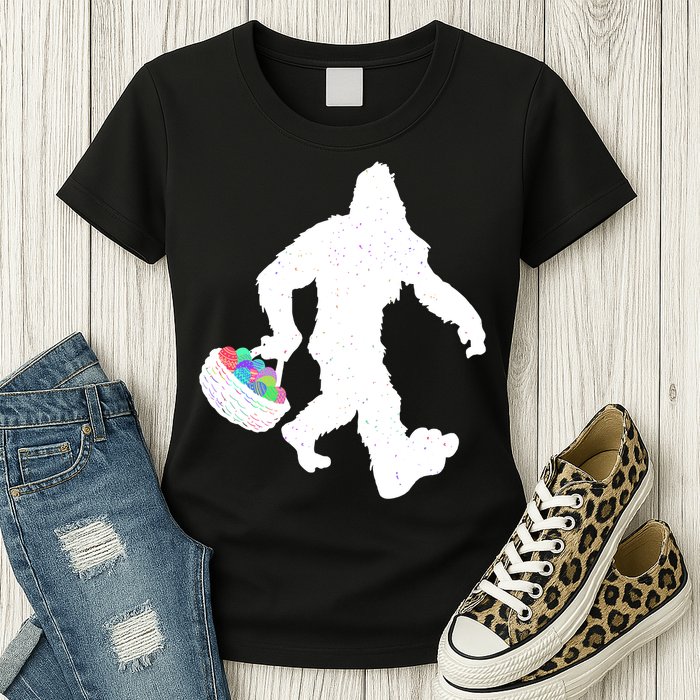 Easter Bigfoot Sasquatch Funny Easter Eggs Basket Womens T-Shirt