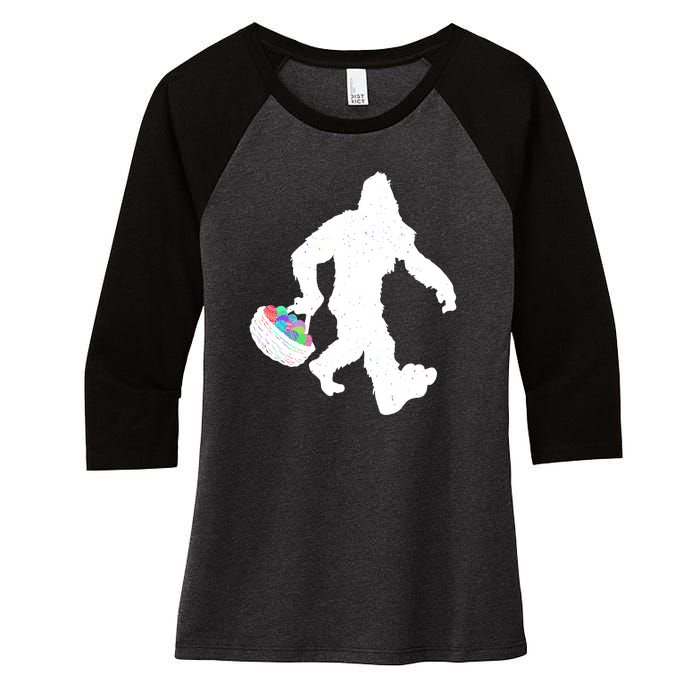 Easter Bigfoot Sasquatch Funny Easter Eggs Basket Women's Tri-Blend 3/4-Sleeve Raglan Shirt