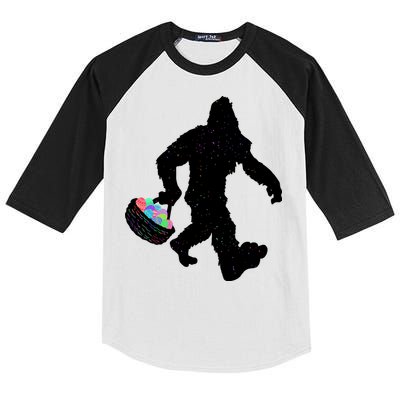 Easter Bigfoot Sasquatch Funny Easter Eggs Basket Kids Colorblock Raglan Jersey