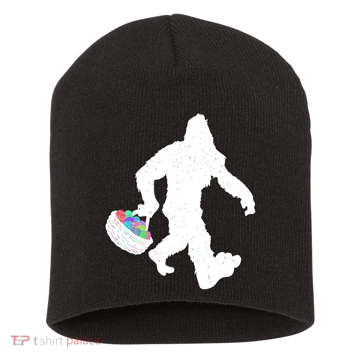 Easter Bigfoot Sasquatch Funny Easter Eggs Basket Short Acrylic Beanie