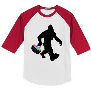 Easter Bigfoot Sasquatch Funny Easter Eggs Basket Kids Colorblock Raglan Jersey