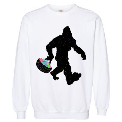 Easter Bigfoot Sasquatch Funny Easter Eggs Basket Garment-Dyed Sweatshirt