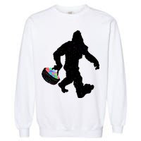 Easter Bigfoot Sasquatch Funny Easter Eggs Basket Garment-Dyed Sweatshirt