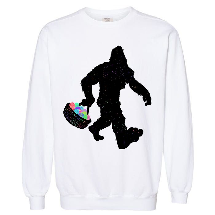 Easter Bigfoot Sasquatch Funny Easter Eggs Basket Garment-Dyed Sweatshirt