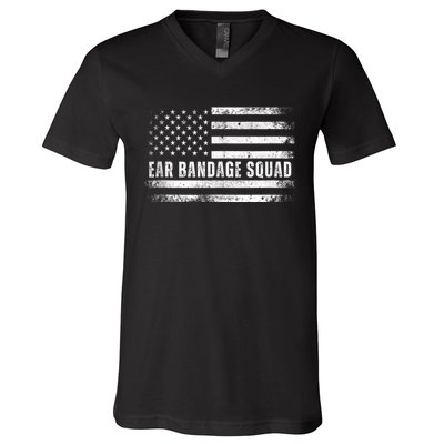 Ear Bandage Squad Patriotic Usa American V-Neck T-Shirt