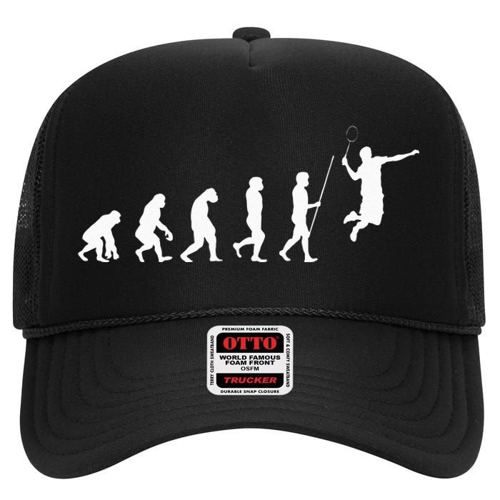 Evolution Badminton Shuttlecock Badminton Player Gift High Crown Mesh Back Trucker Hat