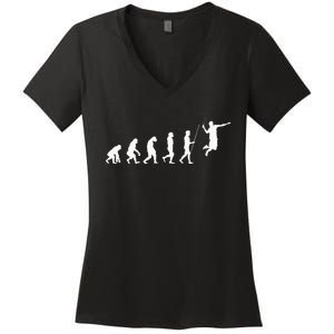 Evolution Badminton Shuttlecock Badminton Player Gift Women's V-Neck T-Shirt