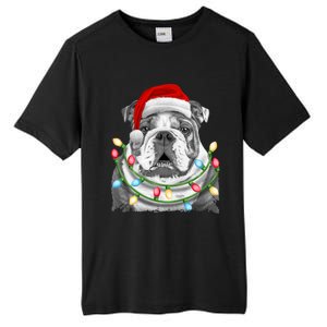 English Bulldog Santa Christmas Tree Lights Xmas Boys Dog Gift Tall Fusion ChromaSoft Performance T-Shirt