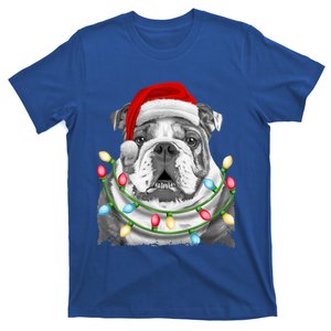 English Bulldog Santa Christmas Tree Lights Xmas Boys Dog Gift T-Shirt