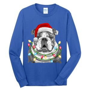 English Bulldog Santa Christmas Tree Lights Xmas Boys Dog Gift Tall Long Sleeve T-Shirt