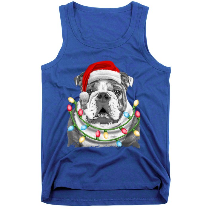 English Bulldog Santa Christmas Tree Lights Xmas Boys Dog Gift Tank Top