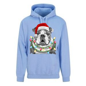 English Bulldog Santa Christmas Tree Lights Xmas Boys Dog Gift Unisex Surf Hoodie