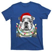 English Bulldog Santa Christmas Tree Lights Xmas Dog Cool Gift T-Shirt