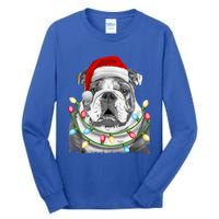 English Bulldog Santa Christmas Tree Lights Xmas Dog Cool Gift Tall Long Sleeve T-Shirt