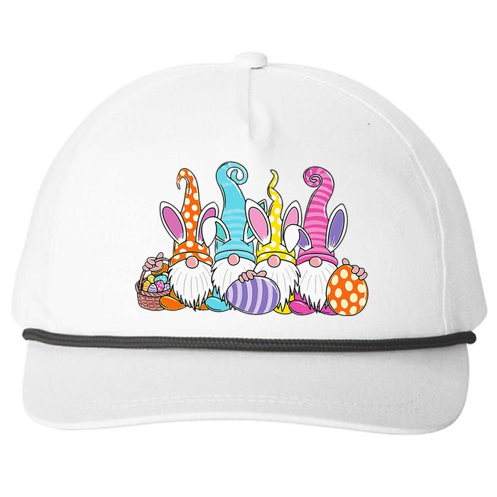 Easter Bunny Spring Gnome Easter Egg Hunting And Basket Gift Snapback Five-Panel Rope Hat