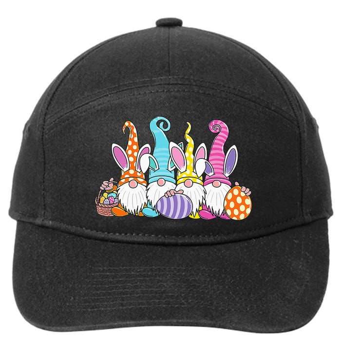 Easter Bunny Spring Gnome Easter Egg Hunting And Basket Gift 7-Panel Snapback Hat