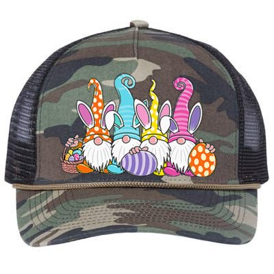 Easter Bunny Spring Gnome Easter Egg Hunting And Basket Gift Retro Rope Trucker Hat Cap