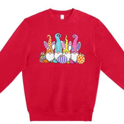 Easter Bunny Spring Gnome Easter Egg Hunting And Basket Gift Premium Crewneck Sweatshirt