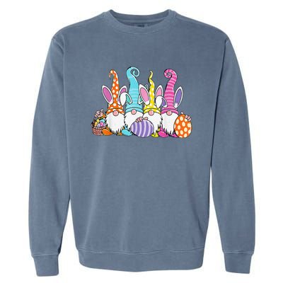 Easter Bunny Spring Gnome Easter Egg Hunting And Basket Gift Garment-Dyed Sweatshirt