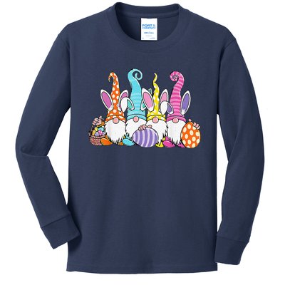 Easter Bunny Spring Gnome Easter Egg Hunting And Basket Gift Kids Long Sleeve Shirt