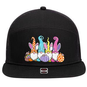 Easter Bunny Spring Gnome Easter Egg Hunting And Basket 7 Panel Mesh Trucker Snapback Hat