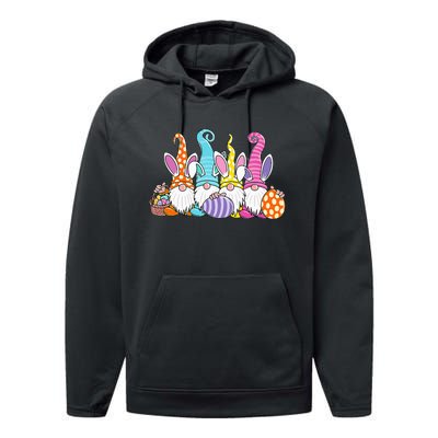 Easter Bunny Spring Gnome Easter Egg Hunting And Basket Performance Fleece Hoodie