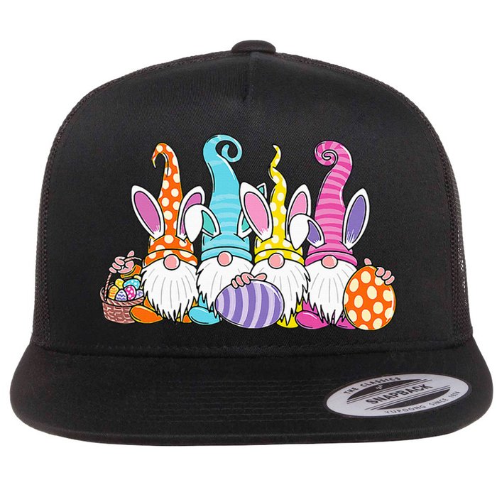 Easter Bunny Spring Gnome Easter Egg Hunting And Basket Flat Bill Trucker Hat