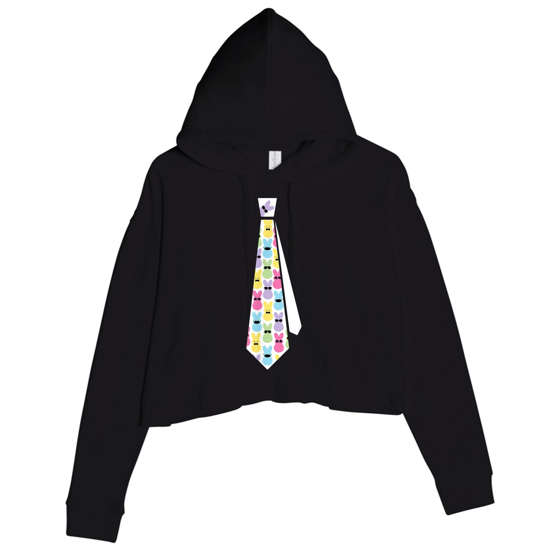 Easter Bunny Tie Funny Crop Fleece Hoodie