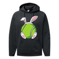 Easter Bunny Tennis - Funny Easter Tennis Rabbit Ears Performance Fleece Hoodie