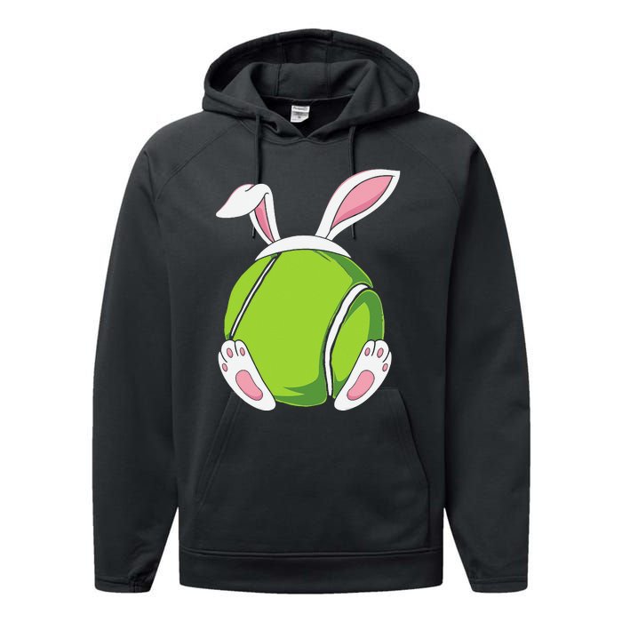 Easter Bunny Tennis - Funny Easter Tennis Rabbit Ears Performance Fleece Hoodie