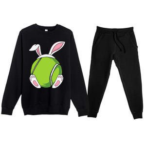 Easter Bunny Tennis - Funny Easter Tennis Rabbit Ears Premium Crewneck Sweatsuit Set