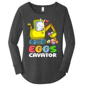 EggsCavator Bunny Toy Excavator, Funny Women's Perfect Tri Tunic Long Sleeve Shirt