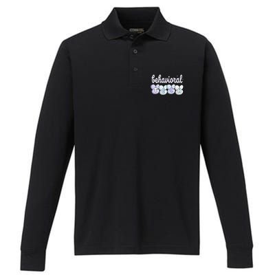 Easter Behavioral Tech Aba Applied Therapist Groovy Bunny Performance Long Sleeve Polo