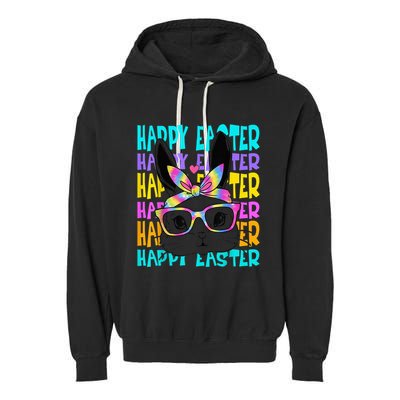 Easter Bunny Tie Dye Rabbit Happy Easter Day Family Matching Garment-Dyed Fleece Hoodie
