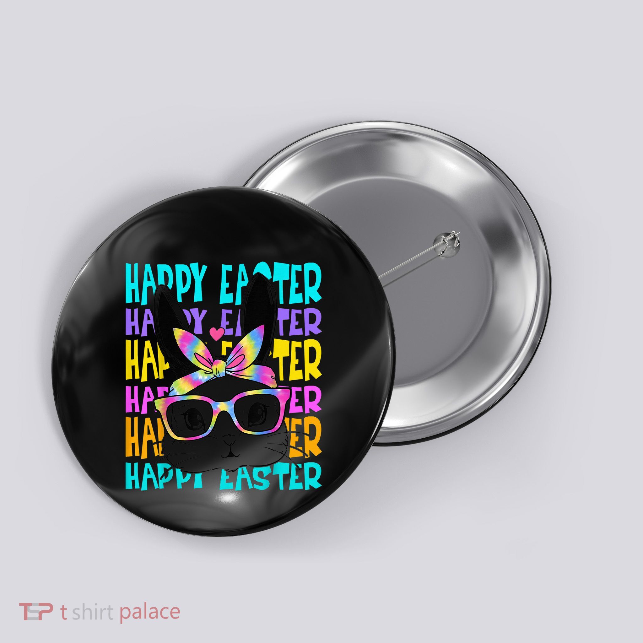 Easter Bunny Tie Dye Rabbit Happy Easter Day Family Matching Button
