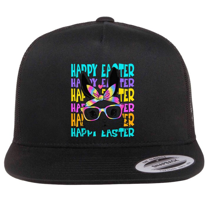 Easter Bunny Tie Dye Rabbit Happy Easter Day Family Matching Flatbill Hat