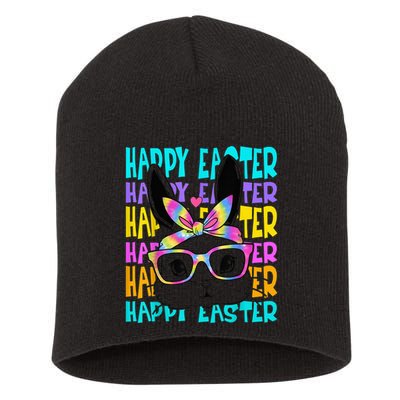 Easter Bunny Tie Dye Rabbit Happy Easter Day Family Matching Short Acrylic Beanie