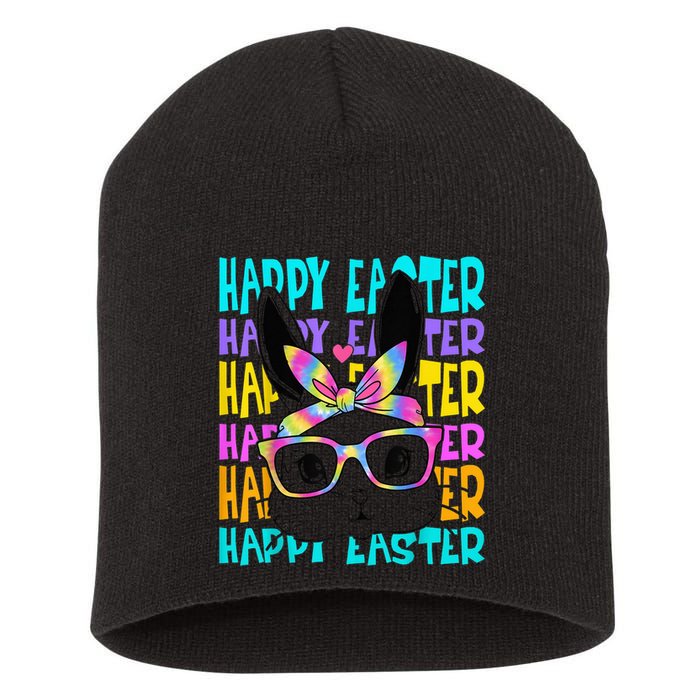 Easter Bunny Tie Dye Rabbit Happy Easter Day Family Matching Short Acrylic Beanie