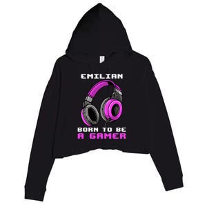 Emilian Born To Be A Gamer Personalized Great Gift Crop Fleece Hoodie