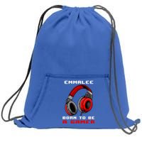 Emmalee Born To Be A Gamer Personalized Gift Sweatshirt Cinch Pack Bag