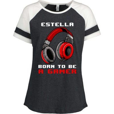 Estella Born To Be A Gamer Personalized Gift Enza Ladies Jersey Colorblock Tee