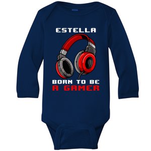 Estella Born To Be A Gamer Personalized Gift Baby Long Sleeve Bodysuit