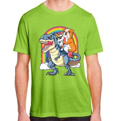 English Bulldog Unicorn Riding Dinosaur T Rex Gifts Girl Adult ChromaSoft Performance T-Shirt