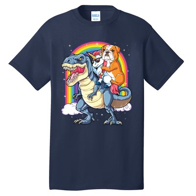 English Bulldog Unicorn Riding Dinosaur T Rex Gifts Girl Tall T-Shirt