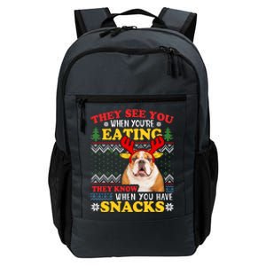 English Bulldog Ugly Christmas They See Youre Eating Xmas Gift Daily Commute Backpack