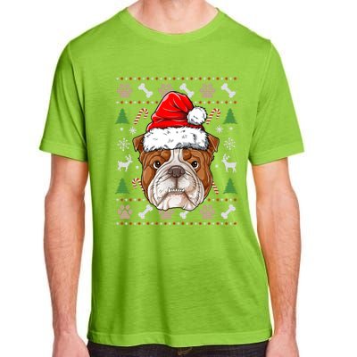 English Bulldog Ugly Christmas Dog Santa Hat Xmas Boys Gift Adult ChromaSoft Performance T-Shirt