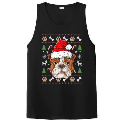 English Bulldog Ugly Christmas Dog Santa Hat Xmas Boys Gift PosiCharge Competitor Tank