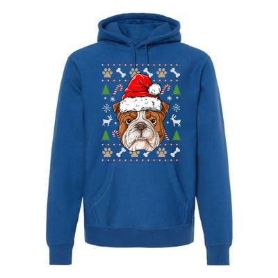 English Bulldog Ugly Christmas Dog Santa Hat Xmas Boys Gift Premium Hoodie