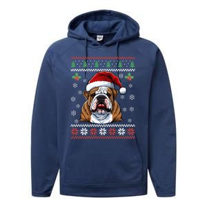 English Bulldog Ugly Christmas Sweater Xmas For Adults Gift Performance Fleece Hoodie