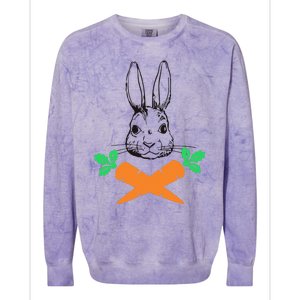 Easter Bunny With Carrot Cross Skull Bones Women Colorblast Crewneck Sweatshirt